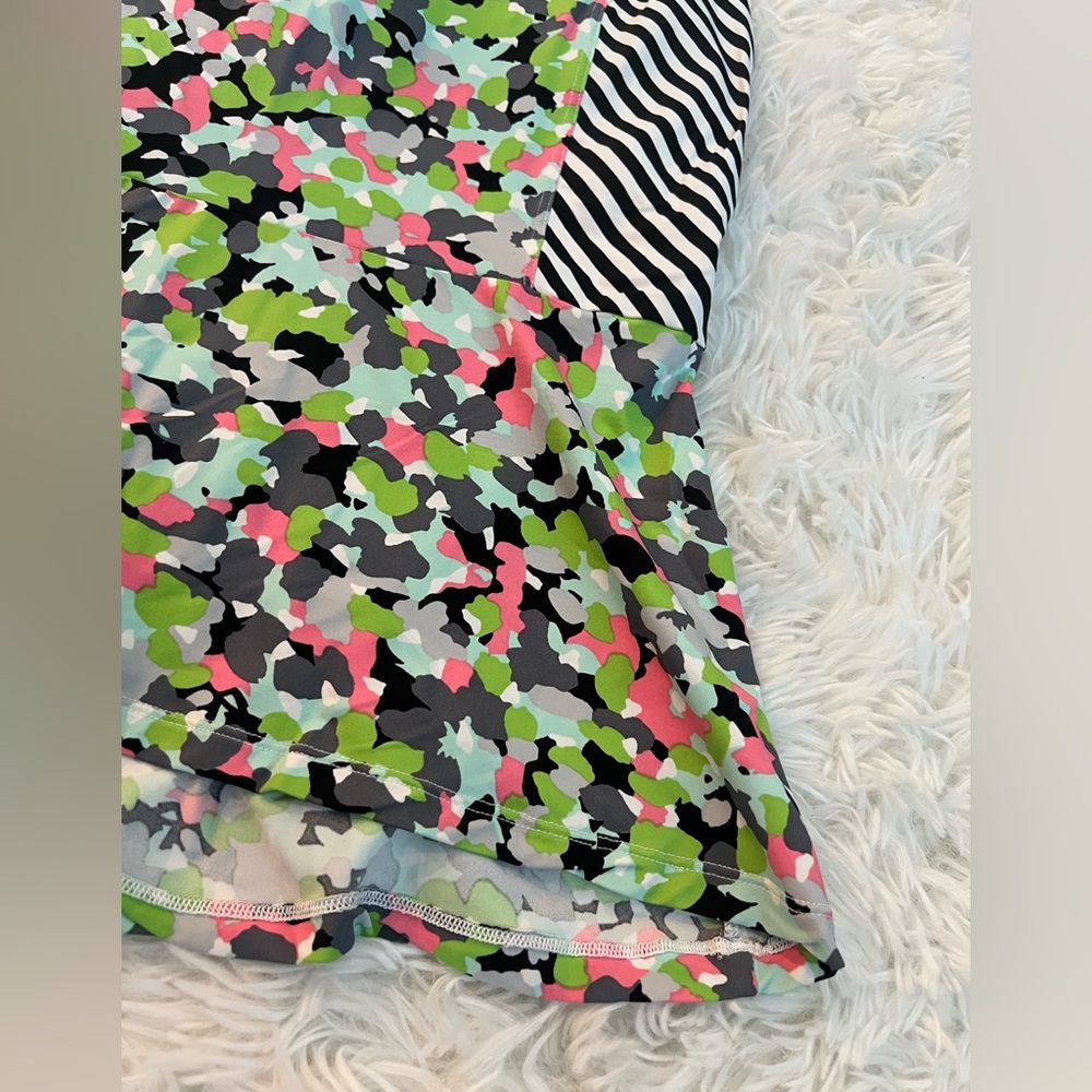 SPANX Colorful Floral Petal Power Striped Peplum Racerback Tank - Size Large - Picture 2 of 7